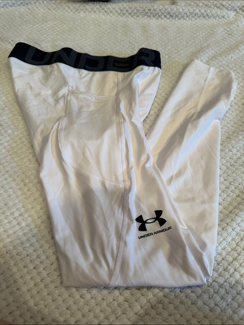 Under Armour White Compression Leggings with Black Waistband